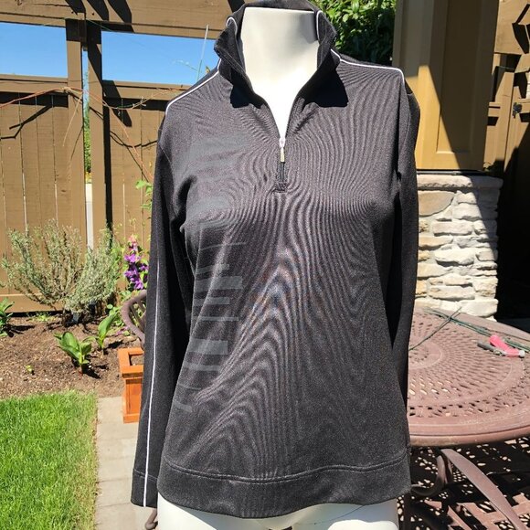 Adidas Climalite Lg Sleeve 1/4 Zip Top Black Sz S - Picture 1 of 10